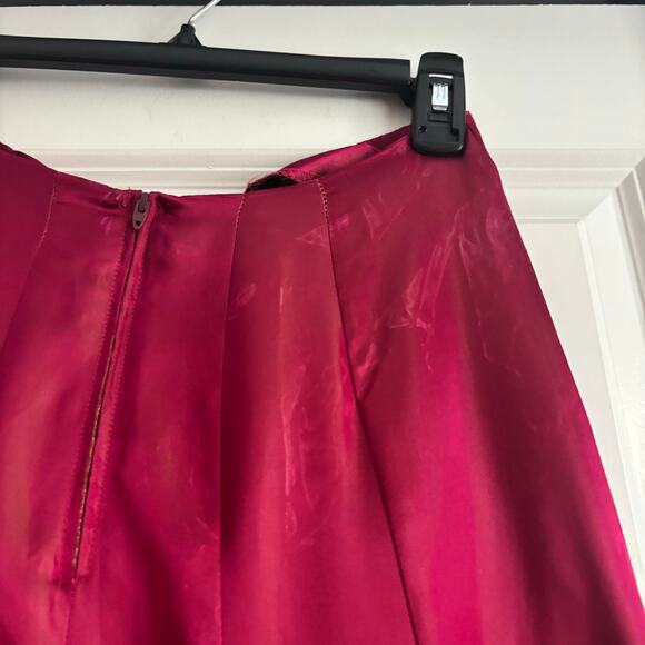 Vintage 90s Zum Zum Satin Maxi Skirt Jewel Tone Red/Pink Formal Small Whimsical - Picture 12 of 13